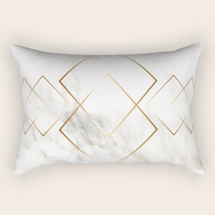 White Marble Gold Diamond Rectangular Pillow Gallery Image 1