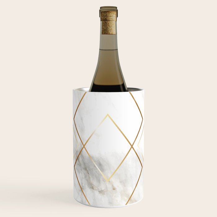 White Marble Gold Diamond Wine Chiller Gallery Image 1
