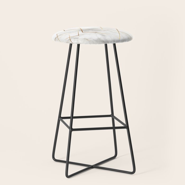 White Marble Gold Diamond Stool Gallery Image 1