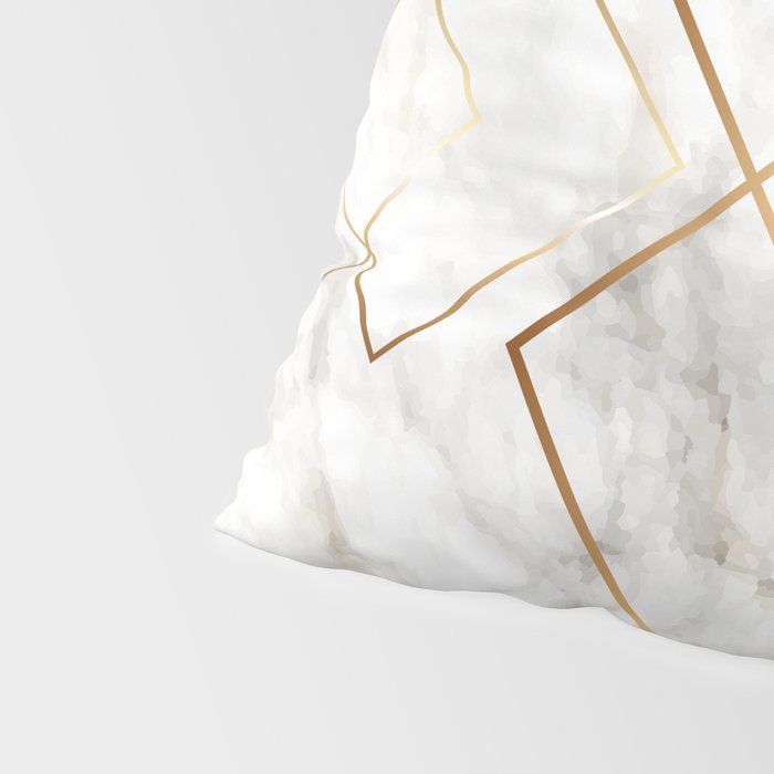 White Marble Gold Diamond Pillow Sham Gallery Image 4