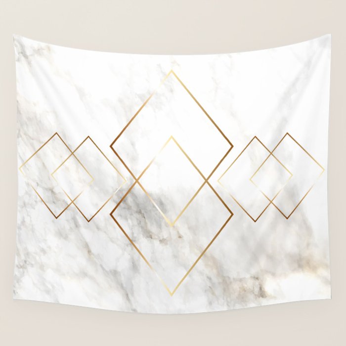 White Marble Gold Diamond Wall Tapestry Gallery Image 4