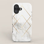 White Marble Gold Diamond iPhone Case Gallery Image 1