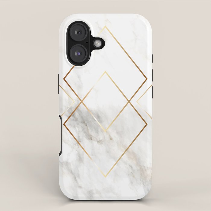 White Marble Gold Diamond iPhone Case Gallery Image 1