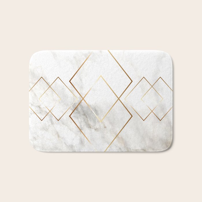 White Marble Gold Diamond Bath Mat Gallery Image 1