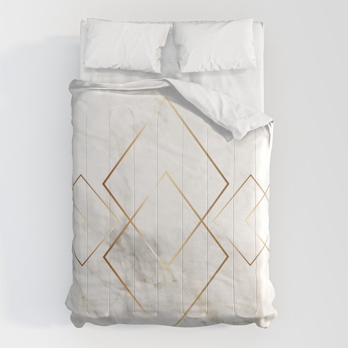 White Marble Gold Diamond Comforter Gallery Image 1