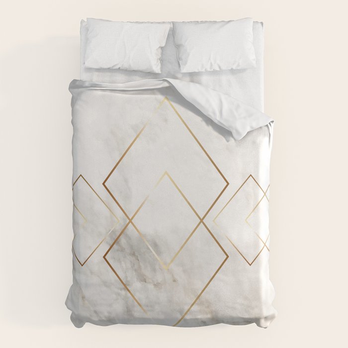 White Marble Gold Diamond Duvet Cover Gallery Image 6