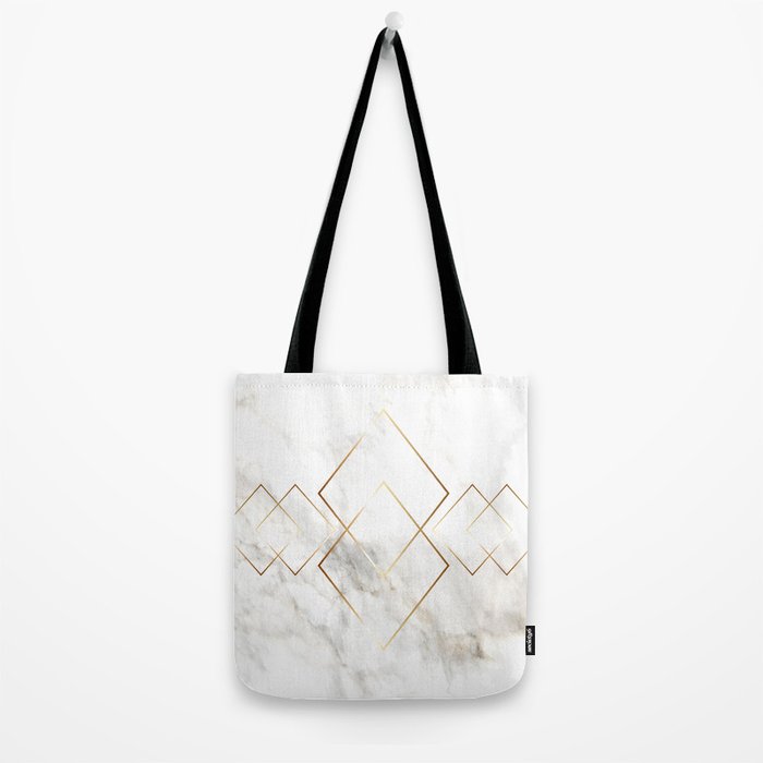 White Marble Gold Diamond Tote Bag Gallery Image 2
