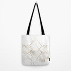 White Marble Gold Diamond Tote Bag Gallery Image 2