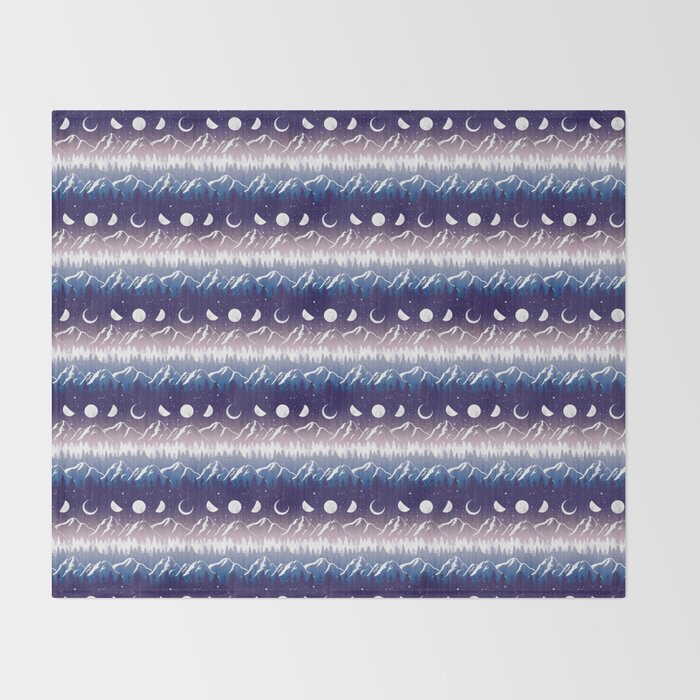 Mountains & Moons Stripe Throw Blanket Gallery Image 2