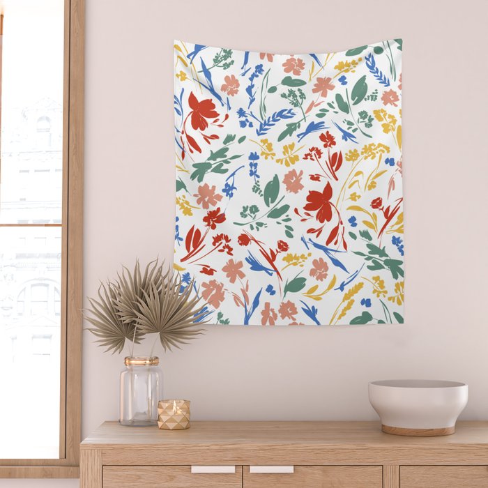 Wild colorful flowery meadow Wall Tapestry Gallery Image 2