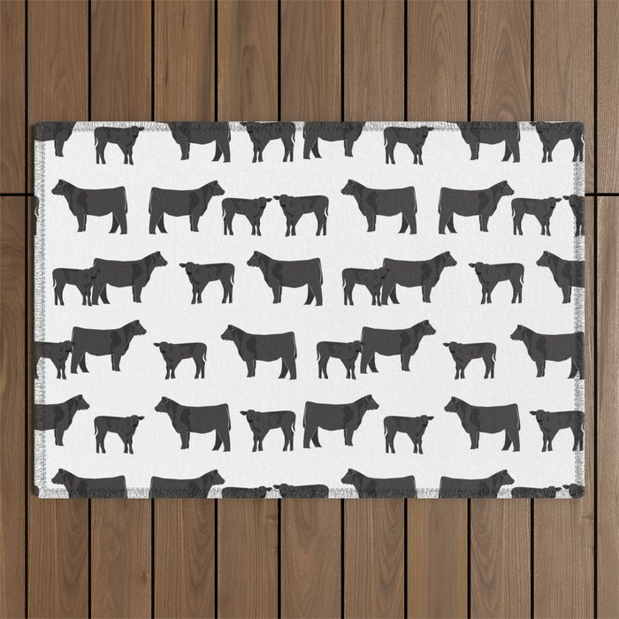 Angus Cattle breed farm gifts must have cow animal Outdoor Rug Gallery Image 1