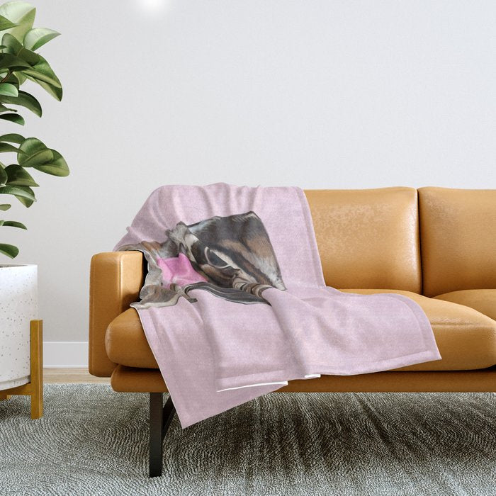Pug with Pink Bubble Gum Throw Blanket Gallery Image 1
