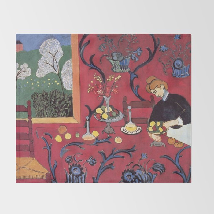The Red Room (Harmony in Red) - Henri Matisse Throw Blanket Gallery Image 2