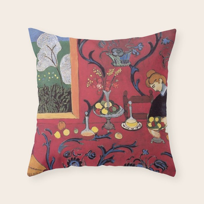 The Red Room (Harmony in Red) - Henri Matisse Throw Pillow Gallery Image 6
