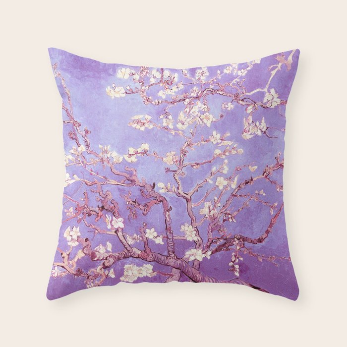 Van Gogh Almond Blossoms Orchid Purple Throw Pillow Gallery Image 6