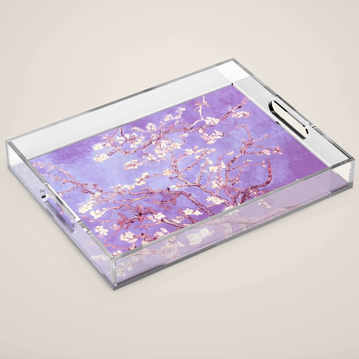 Van Gogh Almond Blossoms Orchid Purple Acrylic Tray Gallery Image 1