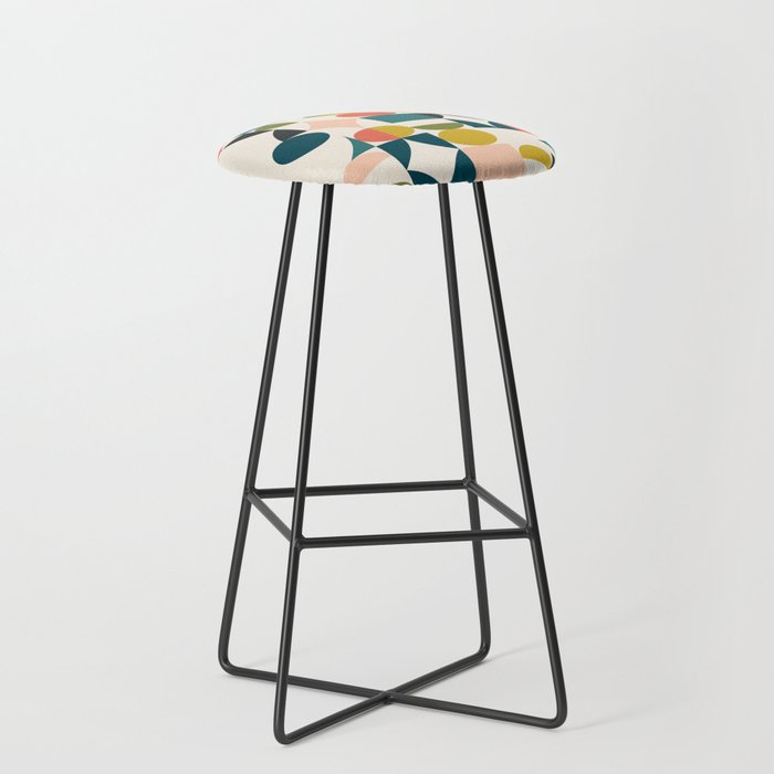 Mid Century Modern Abstract Colorful Shapes Funky Cool Minimalist Pattern Stool Gallery Image 1