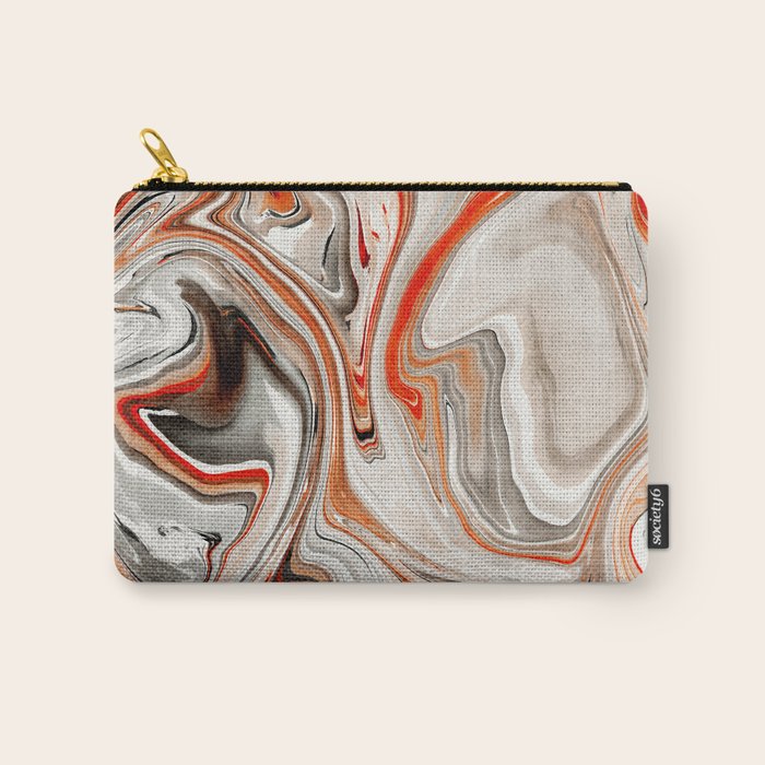 Orange Marble-Like Art Liquid Swirl Carry All Pouch Gallery Image 1