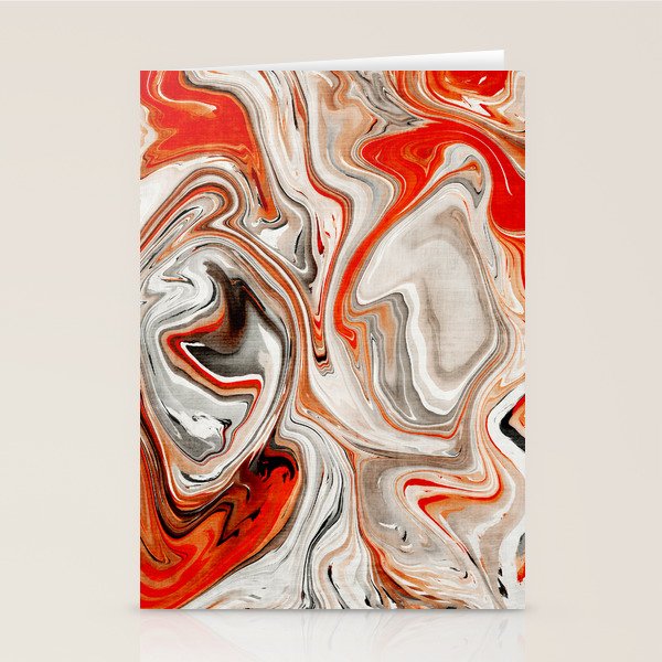 Orange Marble-Like Art Liquid Swirl Stationery Card Gallery Image 1