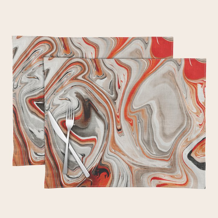 Orange Marble-Like Art Liquid Swirl Placemat Gallery Image 1