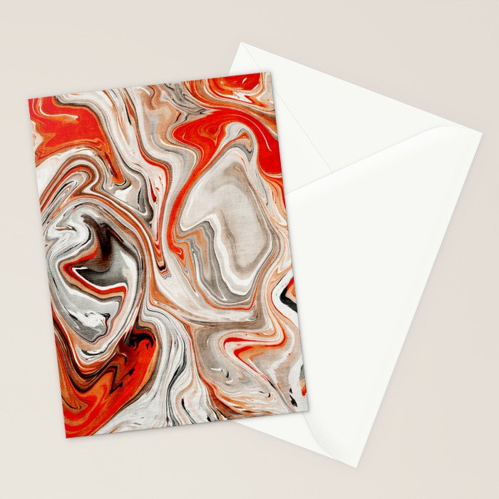 Orange Marble-Like Art Liquid Swirl Stationery Card Gallery Image 2