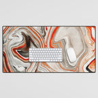 Orange Marble-Like Art Liquid Swirl Desk Mat Gallery Image 1
