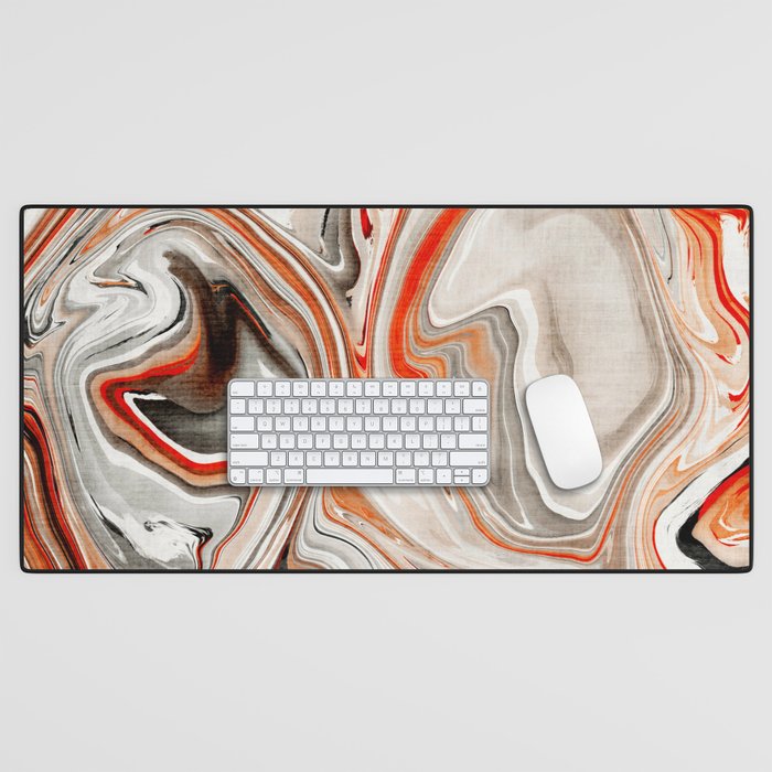 Orange Marble-Like Art Liquid Swirl Desk Mat Gallery Image 1