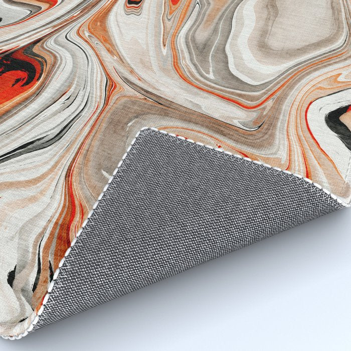 Orange Marble-Like Art Liquid Swirl Rug Gallery Image 4