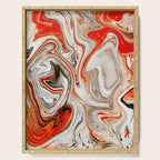 Orange Marble-Like Art Liquid Swirl Serving Tray Gallery Image 1