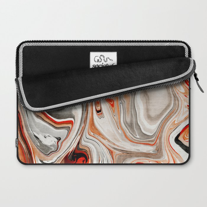 Orange Marble-Like Art Liquid Swirl Laptop Sleeve Gallery Image 2