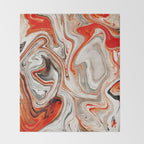 Orange Marble-Like Art Liquid Swirl Throw Blanket Gallery Image 2