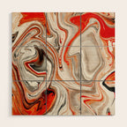 Orange Marble-Like Art Liquid Swirl Wood Wall Art Gallery Image 1