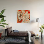 Orange Marble-Like Art Liquid Swirl Wood Wall Art Gallery Image 2