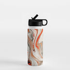 Orange Marble-Like Art Liquid Swirl Water Bottle Gallery Image 1