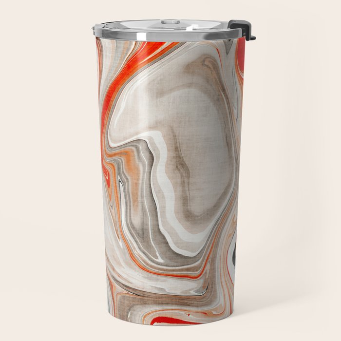Orange Marble-Like Art Liquid Swirl Travel Mug Gallery Image 2