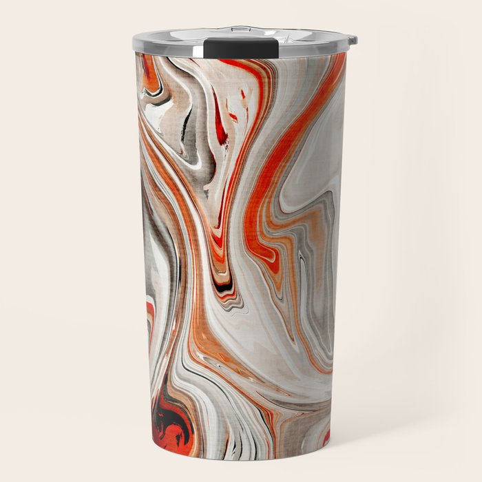 Orange Marble-Like Art Liquid Swirl Travel Mug Gallery Image 1