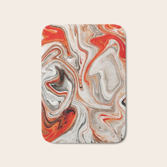 Orange Marble-Like Art Liquid Swirl Bath Mat Gallery Image 1