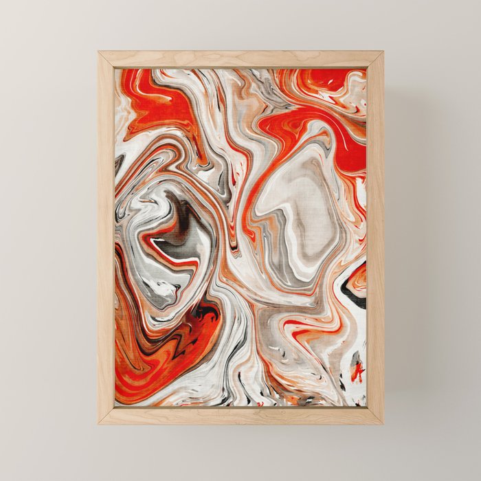 Orange Marble-Like Art Liquid Swirl Mini Art Print Gallery Image 1