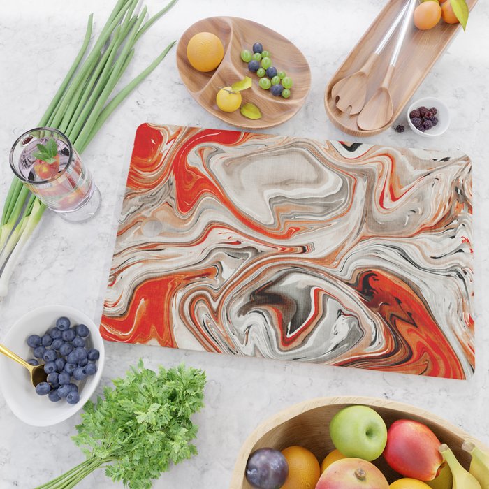 Orange Marble-Like Art Liquid Swirl Cutting Board Gallery Image 2