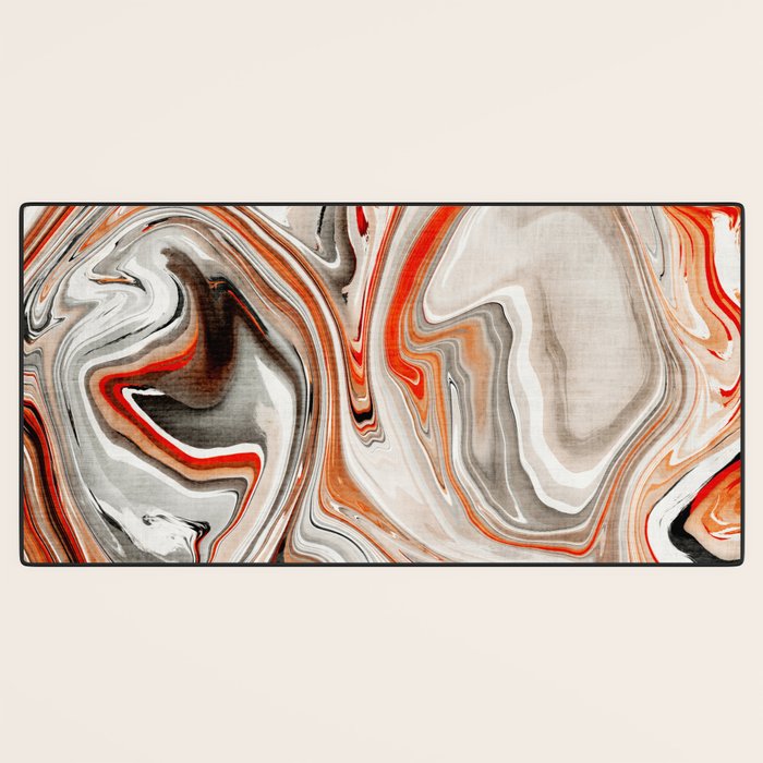 Orange Marble-Like Art Liquid Swirl Desk Mat Gallery Image 3