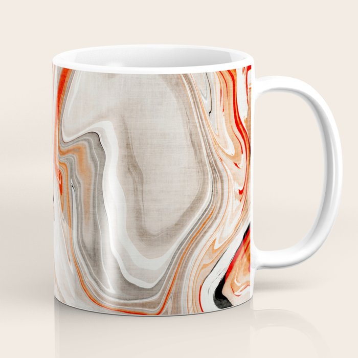 Orange Marble-Like Art Liquid Swirl Coffee Mug Gallery Image 1