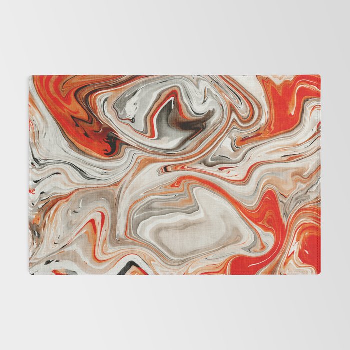 Orange Marble-Like Art Liquid Swirl Rug Gallery Image 2