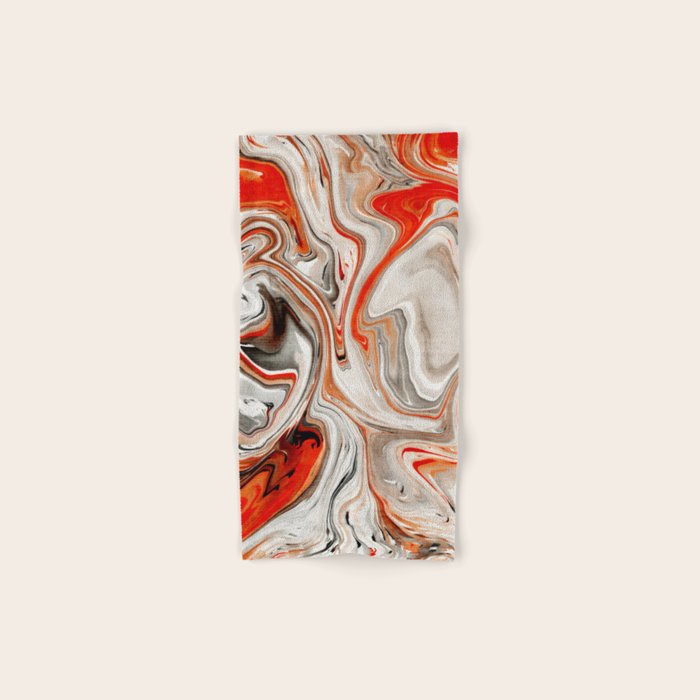 Orange Marble-Like Art Liquid Swirl Bath Towel Gallery Image 1