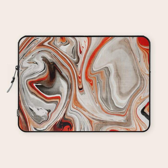 Orange Marble-Like Art Liquid Swirl Laptop Sleeve Gallery Image 1