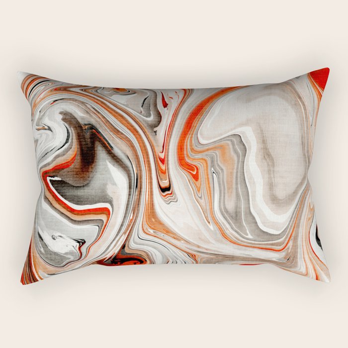 Orange Marble-Like Art Liquid Swirl Rectangular Pillow Gallery Image 1