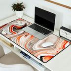 Orange Marble-Like Art Liquid Swirl Desk Mat Gallery Image 2