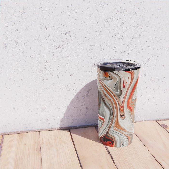 Orange Marble-Like Art Liquid Swirl Travel Mug Gallery Image 4