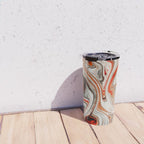 Orange Marble-Like Art Liquid Swirl Travel Mug Gallery Image 4