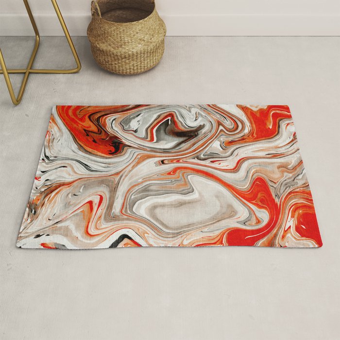 Orange Marble-Like Art Liquid Swirl Rug Gallery Image 1