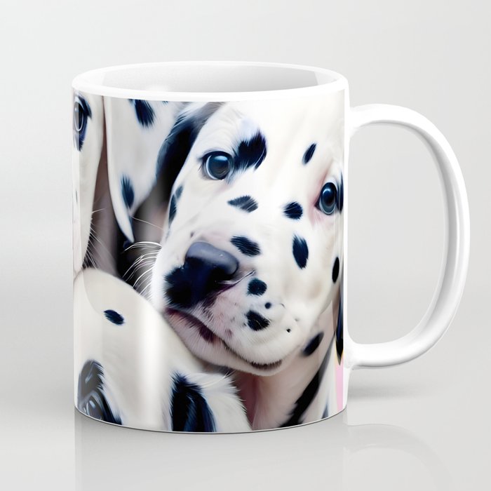 Dalmatian Love, Cute Puppies Dogs Pets, Animals Domestic Photography Siblings, Adorable Family Polka Dots Spotted  Coffee Mug Gallery Image 1
